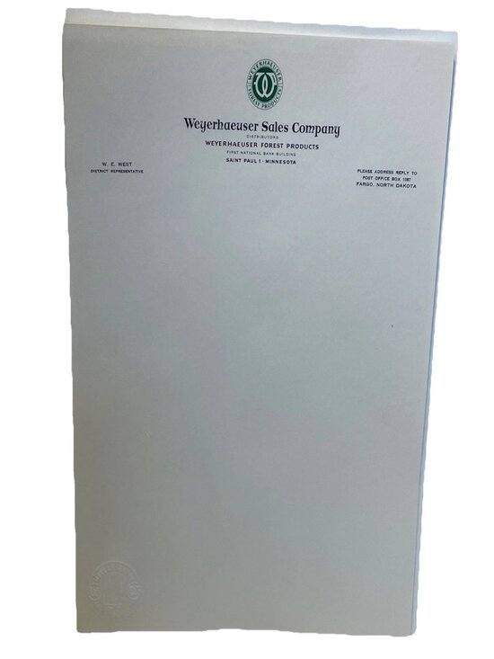 Weyerhaeuser Sales Co. Other - Vintage Pre-1959 Weyerhaeuser Sales Co. Letterhead St Paul MN Ephemera Lot 11 pg